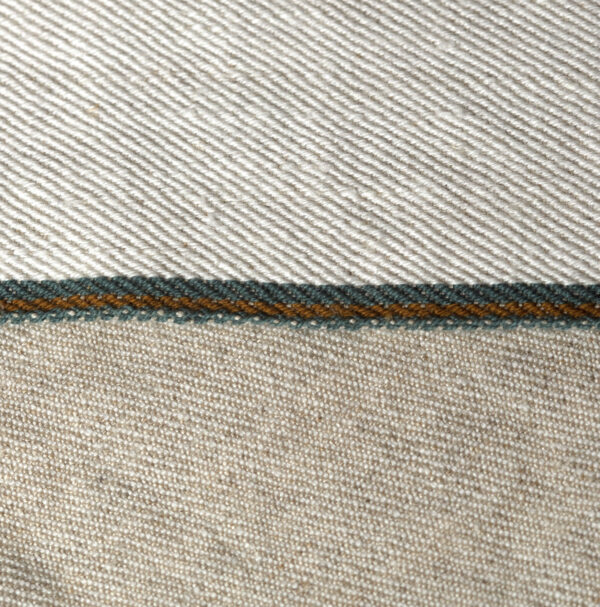 Natural fiber hemp selvedge denim woven with Draper looms.